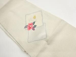 色紙に椿模様織出し名古屋帯